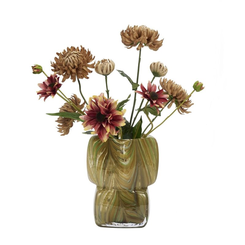 Madam Stoltz-collectie Vierkante glazen vaas Amber, multicolor