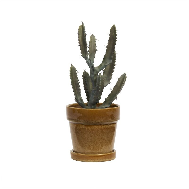 Madam Stoltz-collectie Bloempot met schotel Mosterd Ø 13 cm