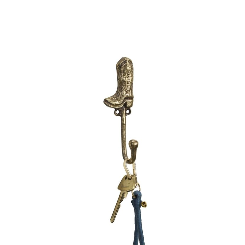 Madam Stoltz-collectie Wandhaak met laars Antiek messing