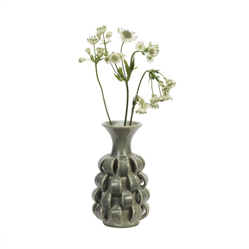 Madam Stoltz-collectie Aardewerk vaas Stofvijg groen