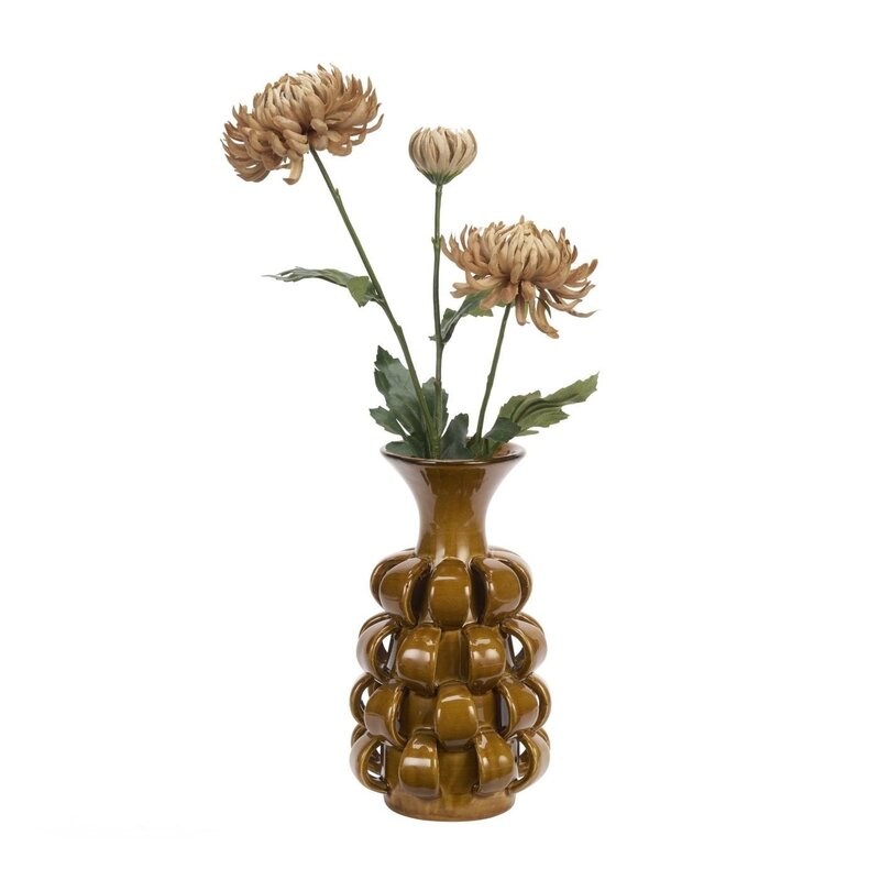 Madam Stoltz-collectie Aardewerk vaas Warm geel Ø 13 cm