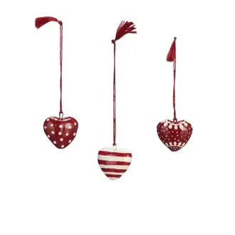 Madam Stoltz Handgemaakte papier-maché harten Rood, gebroken wit