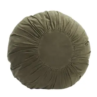 Madam Stoltz Rond velvet kussen Groen