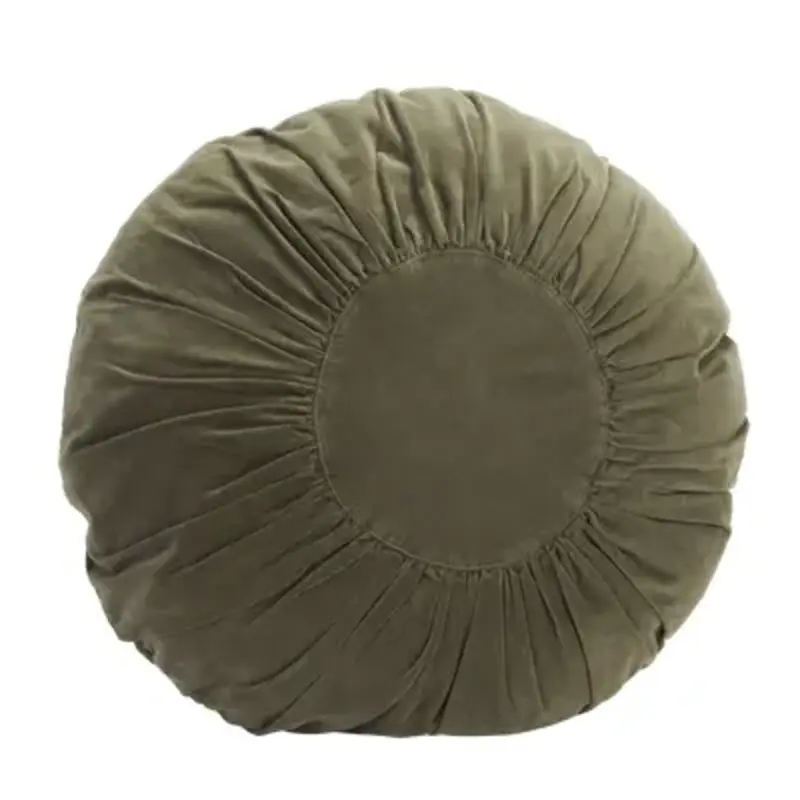 Madam Stoltz-collectie Rond velvet kussen Groen