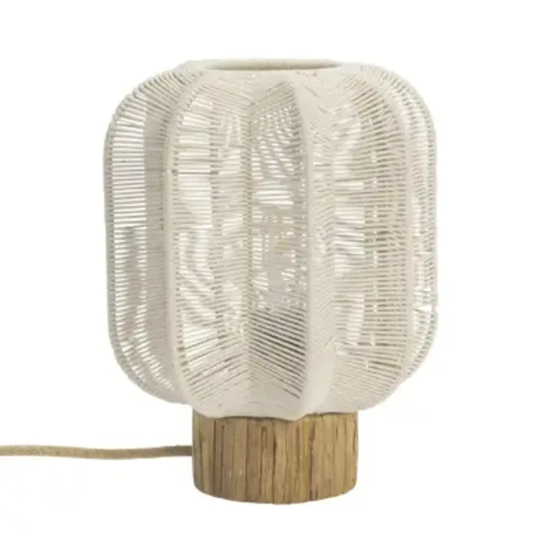 Madam Stoltz-collectie Tafellamp van katoenen touw Gebroken wit, naturel