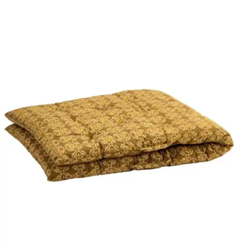 Madam Stoltz-collectie Katoenen bankmatras met print Mosterdgeel, beige, oranje