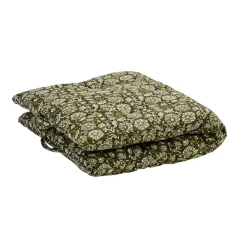 Madam Stoltz-collectie Katoenen matras met print Donkergroen, wit, olijfgroen, aloë