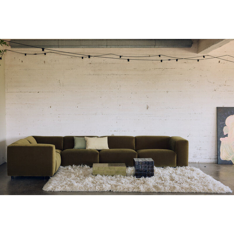 HKLIVING-collectie FLAKE bank: element hocker small, royal velvet, olive