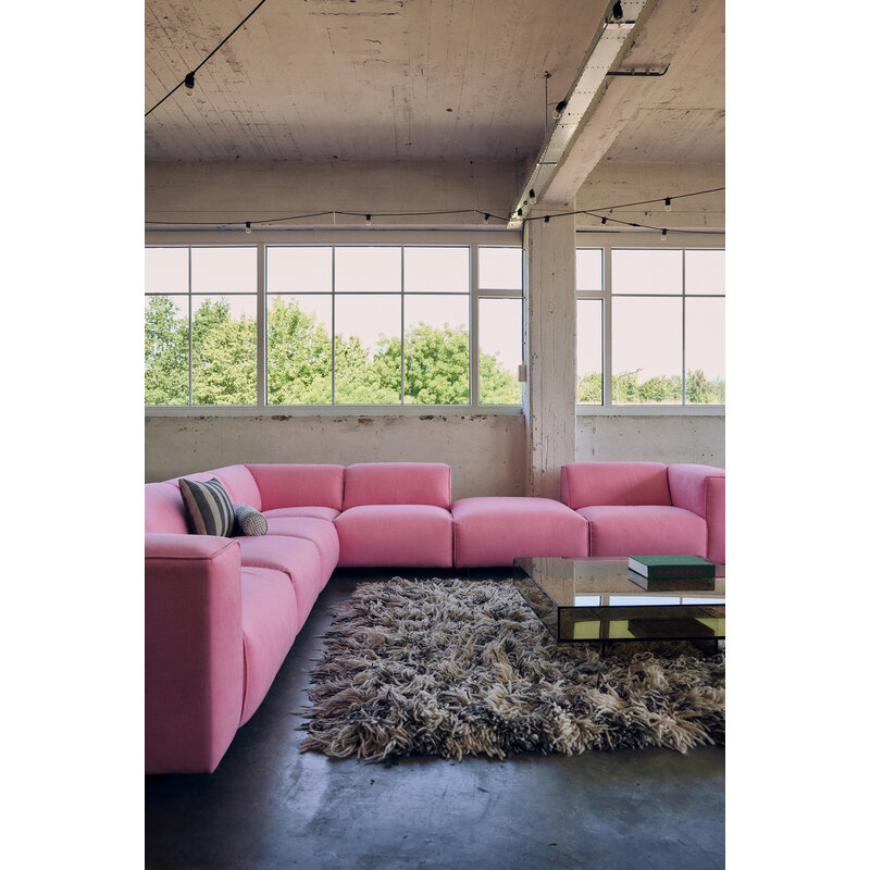 HKLIVING-collectie FLAKE bank: element hocker small, linnen, burnt ochre