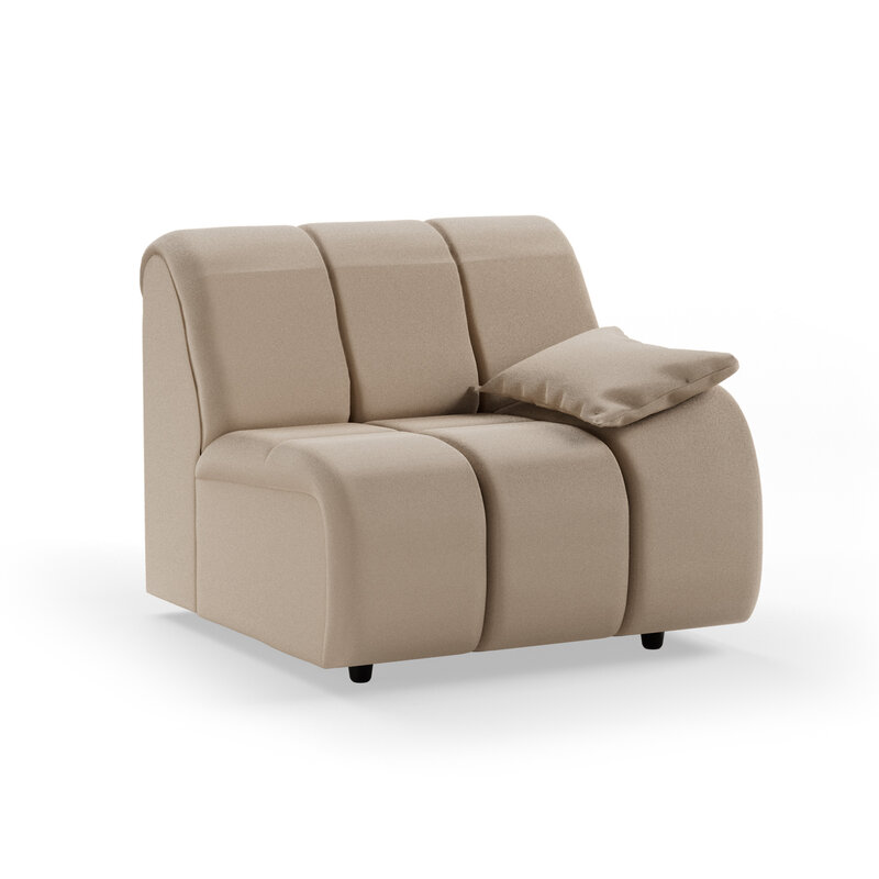 HKLIVING-collectie Wave bank: element rechts lage arm, knotted, beige