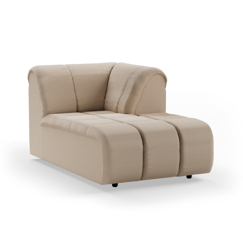 HKLIVING-collectie Wave bank: element rechts divan, knotted, beige