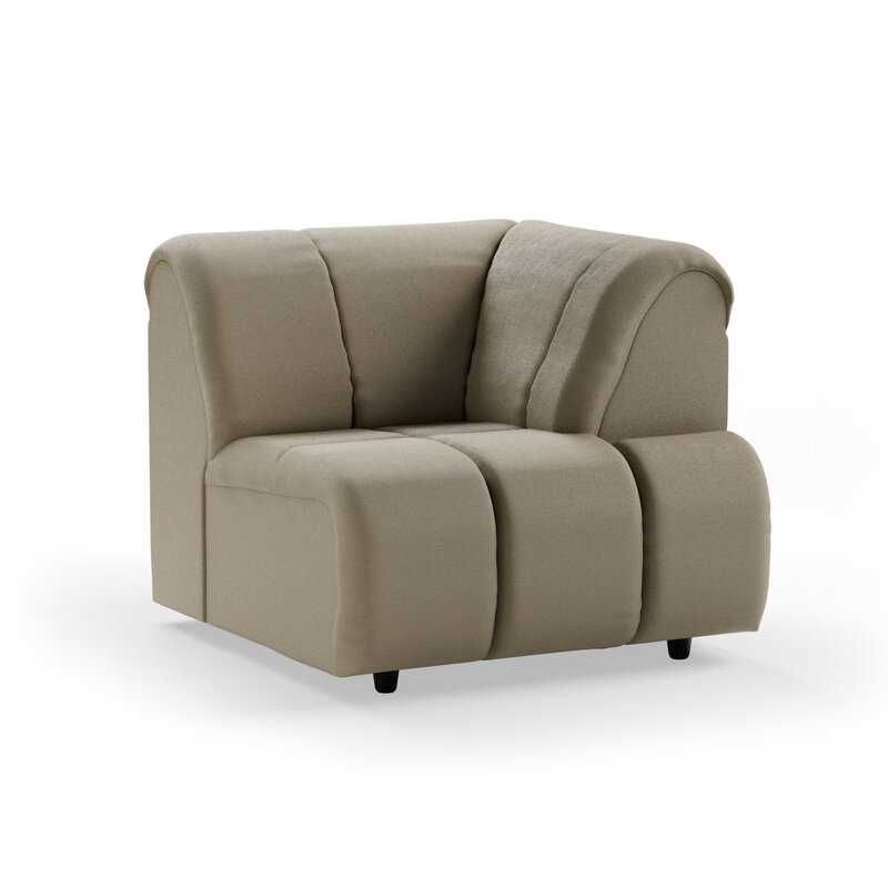 HKLIVING-collectie Wave bank: element rechts hoge arm, deco, pebble