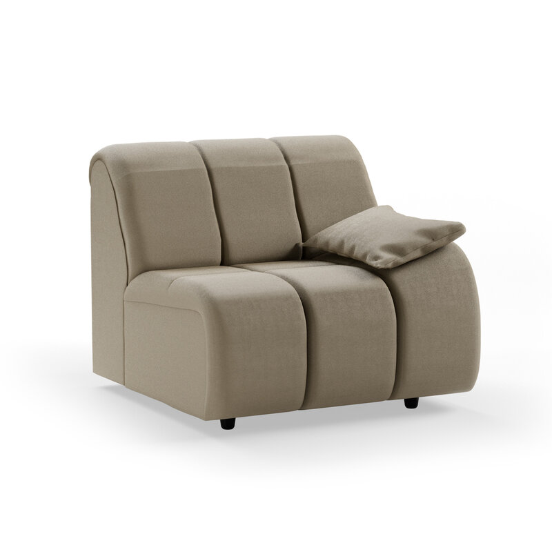 HKLIVING-collectie Wave bank: element rechts lage arm, deco, pebble