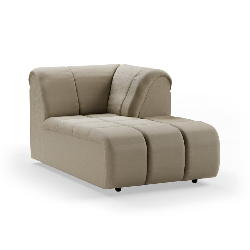HKLIVING-collectie Wave bank: element rechts divan, deco, pebble