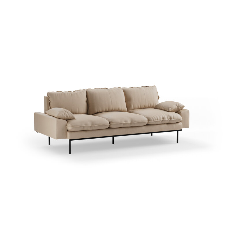 HKLIVING-collectie Retro sofa: 3-zits, knotted, beige