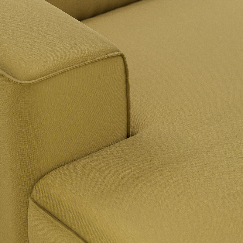 HKLIVING-collectie FLAKE bank: element links divan, linnen, burnt ochre