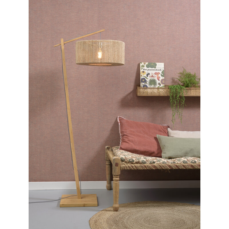 Good&Mojo-collectie Vloerlamp Iguazu naturel bamboe en jute rond/recht 50cm S