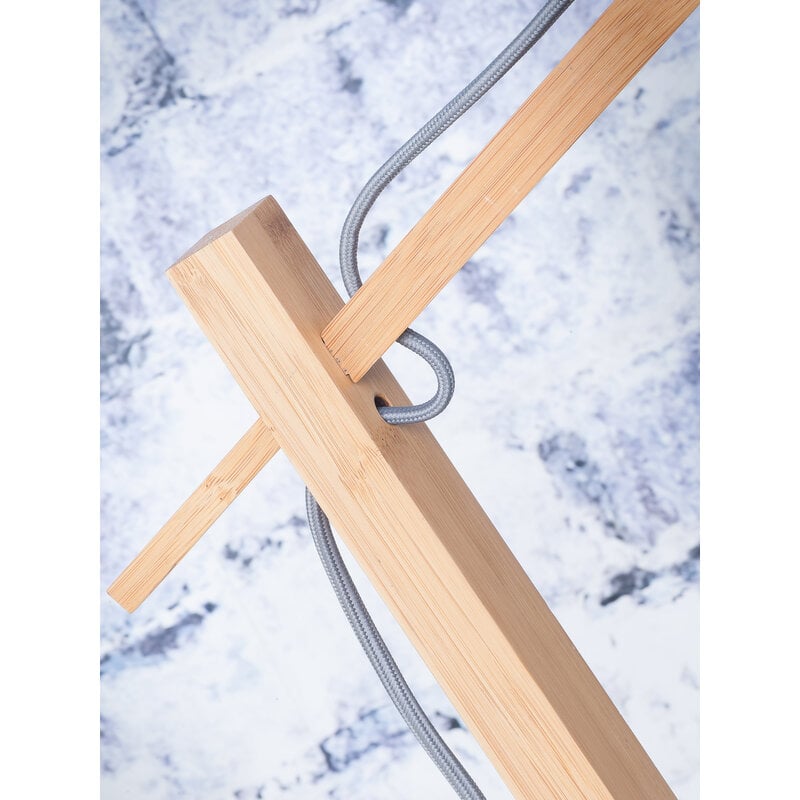 Good&Mojo-collectie Vloerlamp Andes bamboe met linnen kap bosgroen