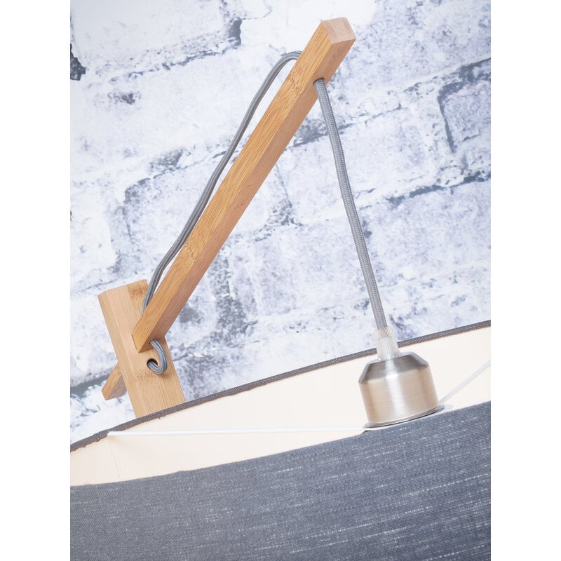 Good&Mojo-collectie Vloerlamp Andes bamboe met linnen kap bosgroen