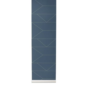 ferm LIVING Lines Wallpaper - Dark Blue