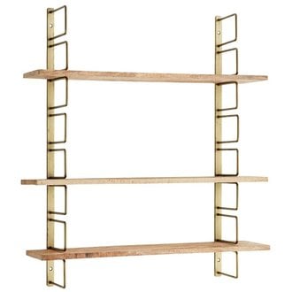 Madam Stoltz Wandrek antiek brass met houten planken