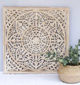 Simply Pure Handcarved wall decoration BLOSSOM whitewash