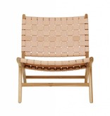 simply pure Handgefertigter Lounge-Stuhl MARLO ( Teak & Leder)