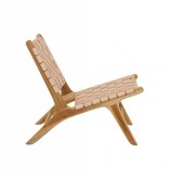 simply pure Handgemaakt lounge stoel MARLO ( Teak & leer)