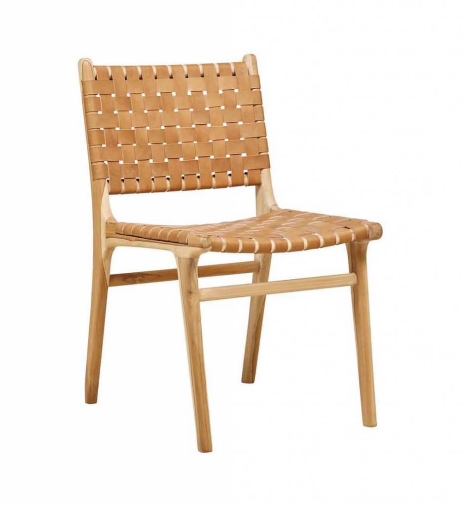 simply pure Handcrafted dining chair MARLO ( Teak & leather)