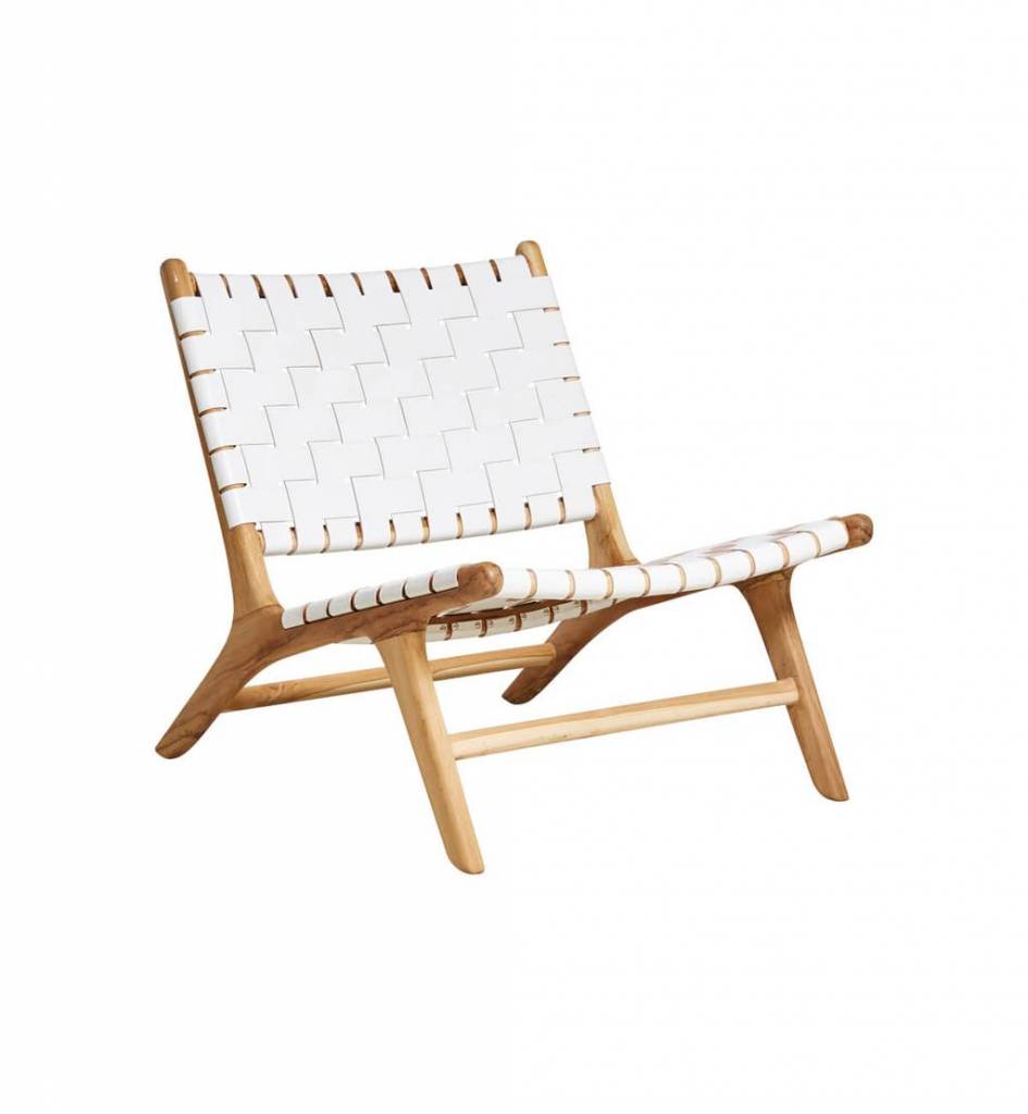 simply pure Handgefertigter Lounge-Stuhl MARLO ( Teak & Leder)