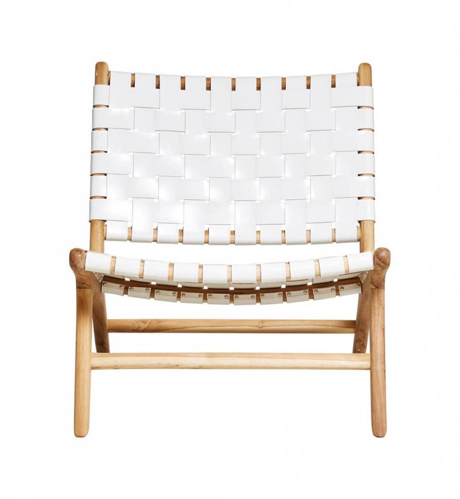 simply pure Handgefertigter Lounge-Stuhl MARLO ( Teak & Leder)