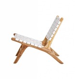 simply pure Handgefertigter Lounge-Stuhl MARLO ( Teak & Leder)