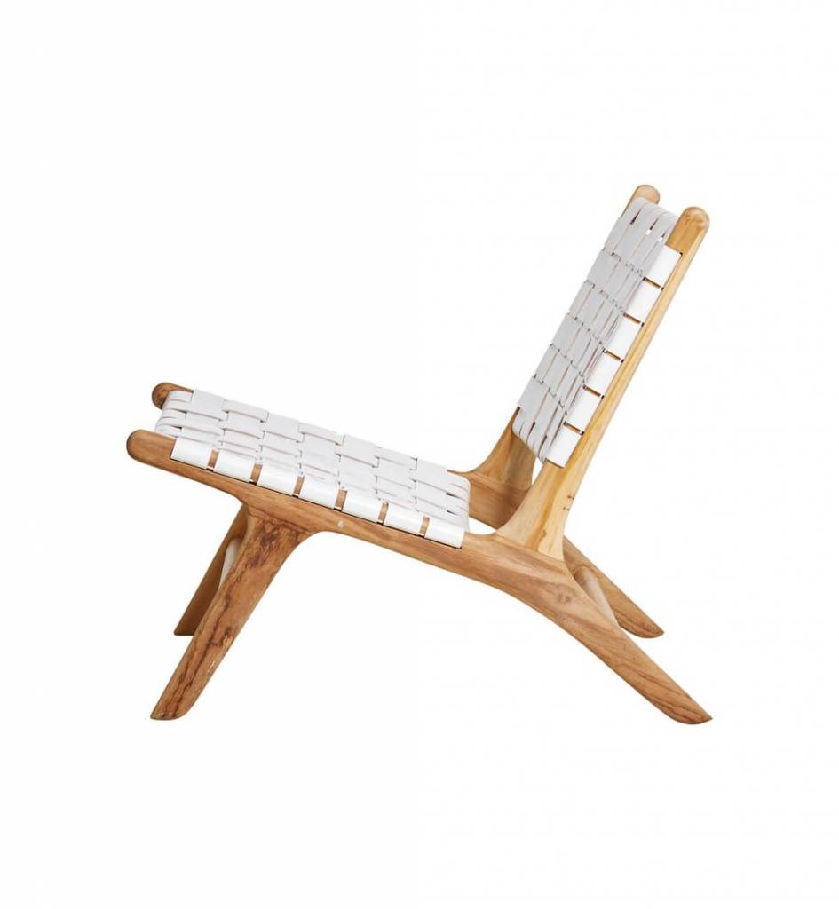 simply pure Handcrafted lounge chair MARLO ( Teak & leather)