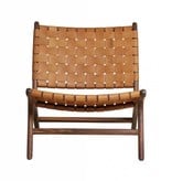 simply pure Handgefertigter Lounge-Stuhl MARLO ( Teak & Leder)