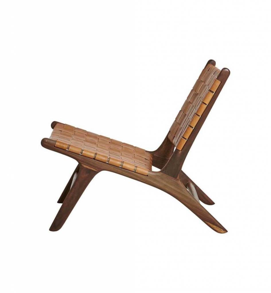 simply pure Handcrafted lounge chair MARLO ( Teak & leather)