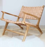 simply pure Handgemaakt lounge stoel MARLO ( Teak & leer)