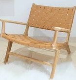 simply pure Handgefertigter Lounge-Stuhl MARLO ( Teak & Leder)