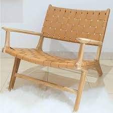 simply pure Handgefertigter Lounge-Stuhl MARLO ( Teak & Leder)