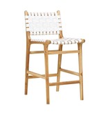 simply pure Handgemaakte bar stoel MARLO ( Teak & leer)