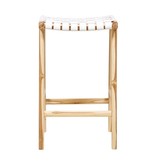 simply pure Handgefertigter Barhocker MARLO ( Teak & Leder, Farbe: weiss)