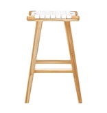 simply pure Handcrafted bar stool MARLO ( Teak & leather, colour: white)