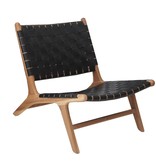 simply pure Handgemaakt lounge stoel MARLO ( Teak & leer)