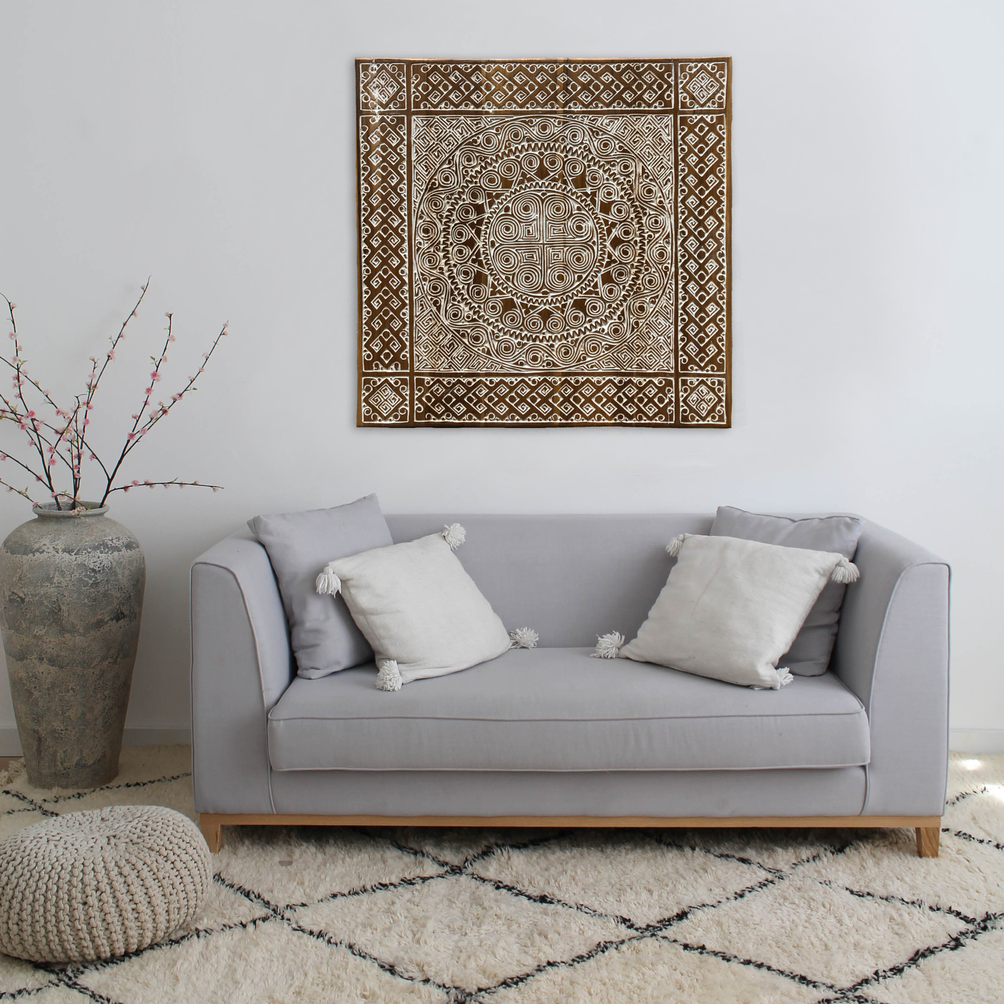 Simply Pure Hand carved wall panel TIMOR, square ( different sizes), colour: antique brown