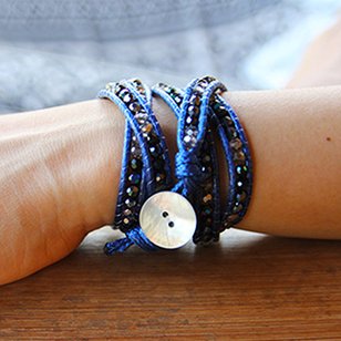 simply pure Wrap bracelet CRYSTAL MIX Colour: Dark Blue