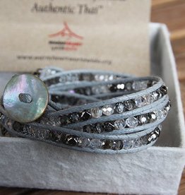 simply pure CRYSTAL MIX Wrap Bracelet, colour: grey