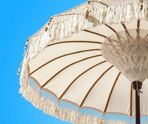 simply pure Handcrafted luxury Bali Boho umbrella ( dia: 2.35 meter) Design UNI CREAM