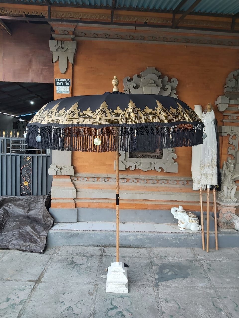 simply pure Handcrafted luxury Bali Boho umbrella ( dia: 2meter) Design NIRVA  BLACK