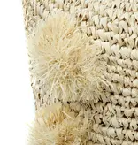 Bazar Bizar De Raffia Pom Pom Stoel - Naturel