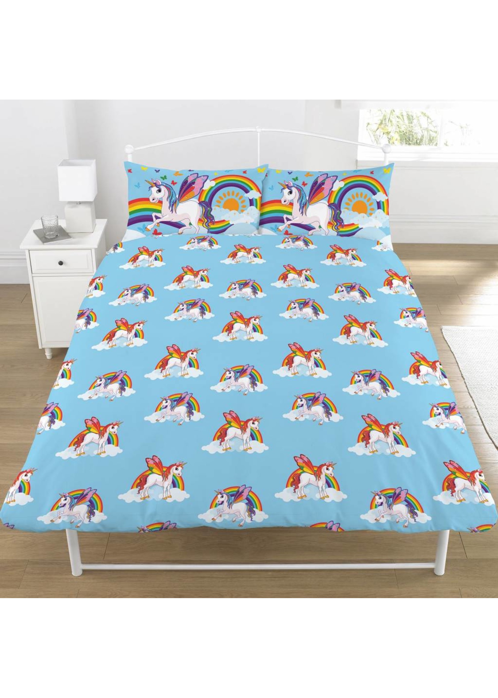 Kidz Regenboog Unicorn Tweepersoons Dekbedovertrek