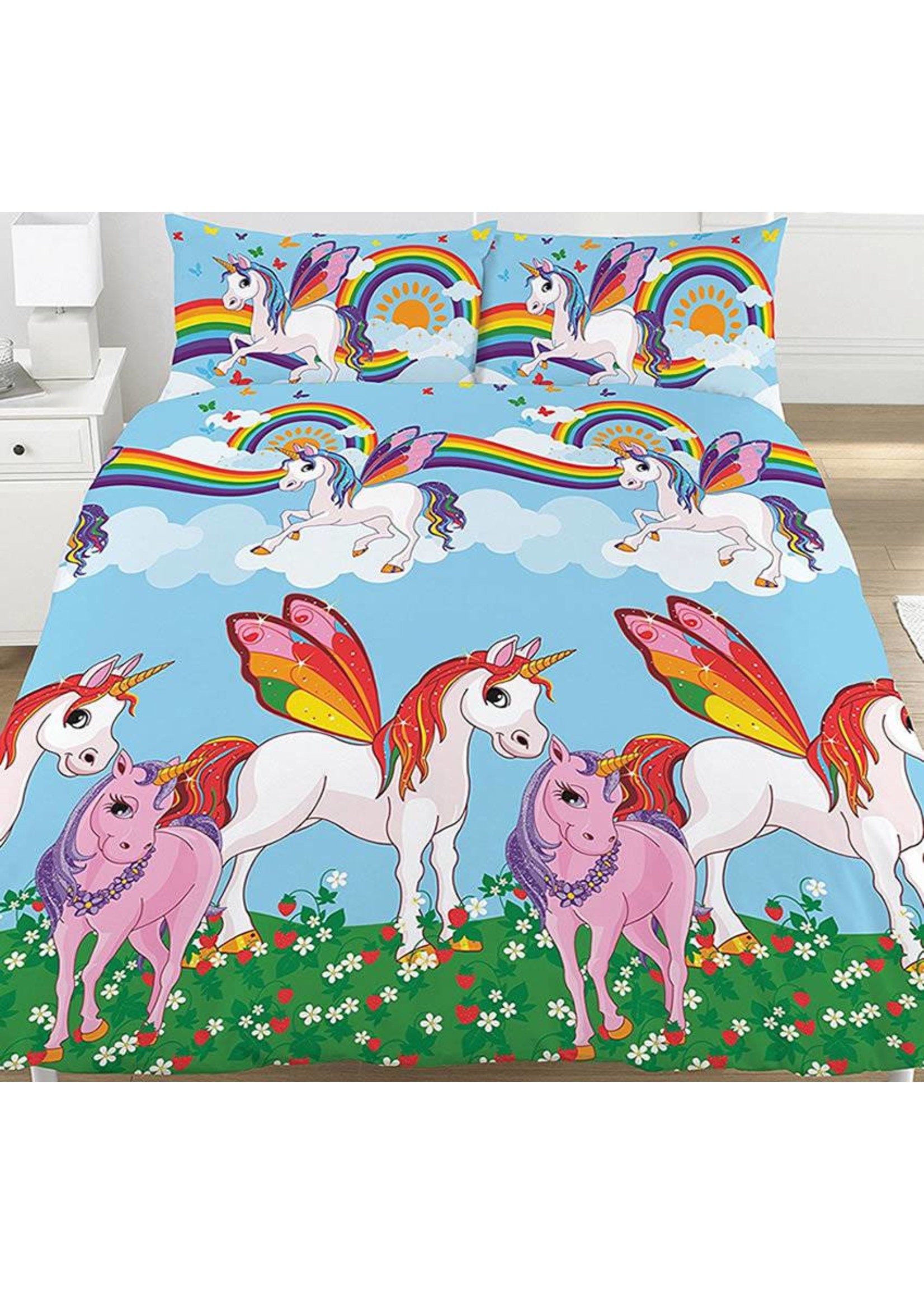 Kidz Regenboog Unicorn Tweepersoons Dekbedovertrek